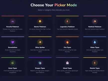 Homepage showing all available Picker Modes