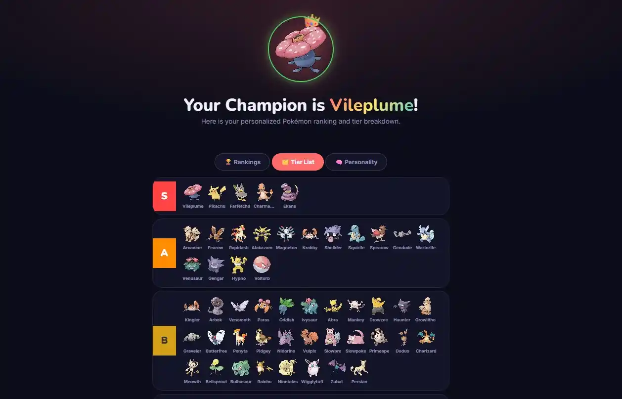 favorite fire pokemon picker result