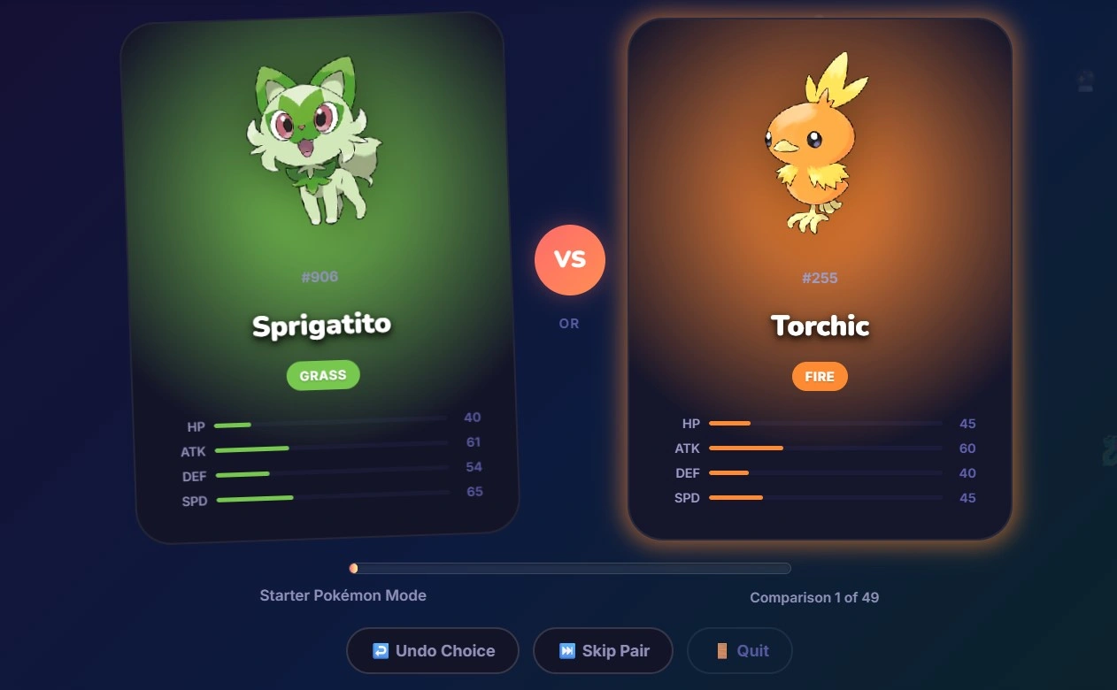 favorite starter pokemon picker