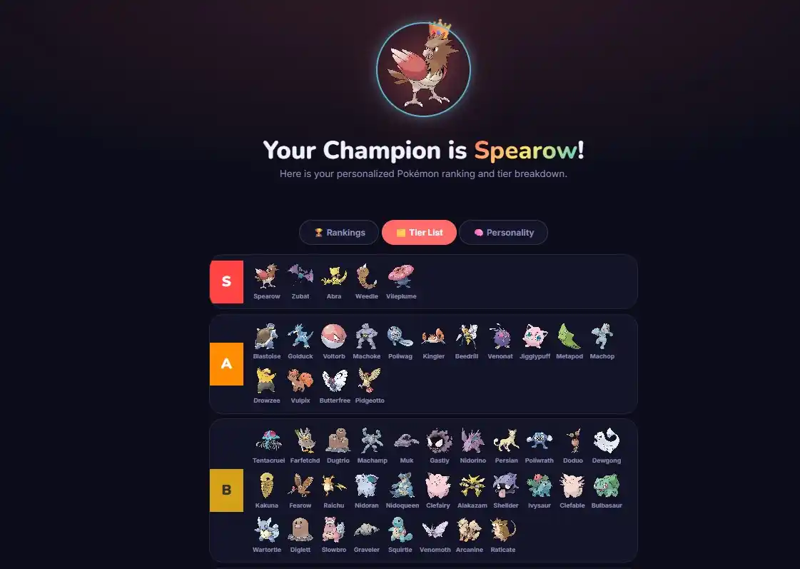 favorite water pokemon picker result