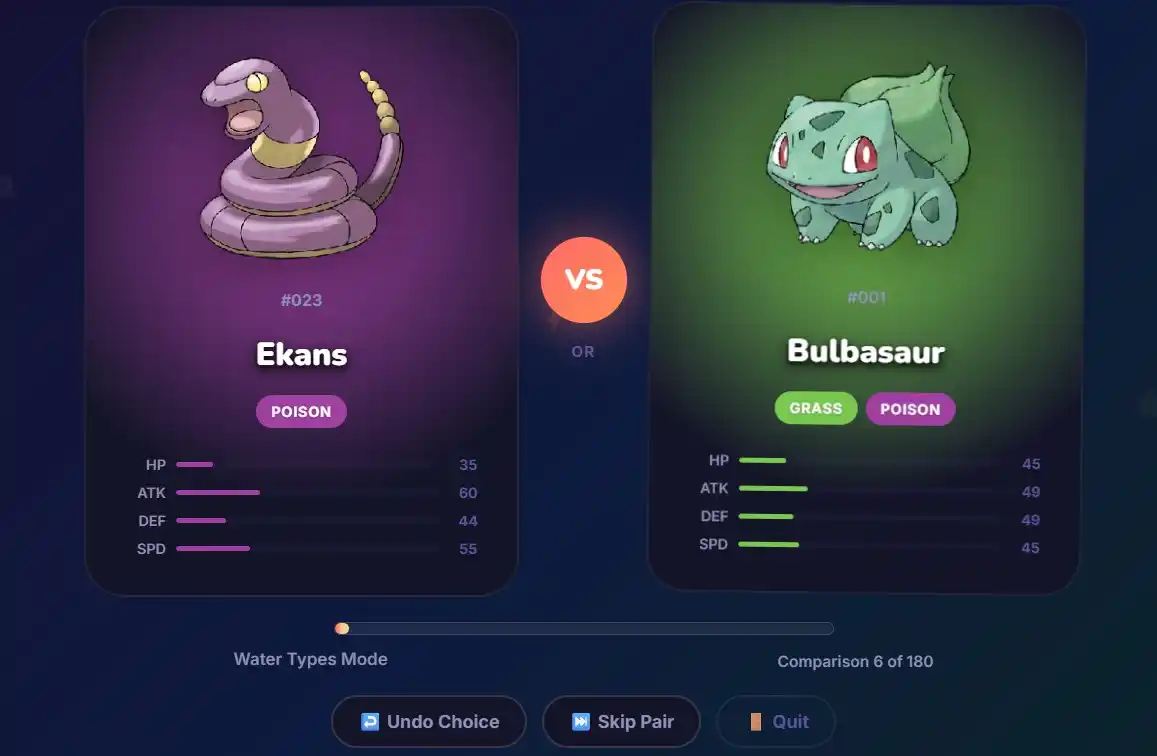 favorite water pokemon picker